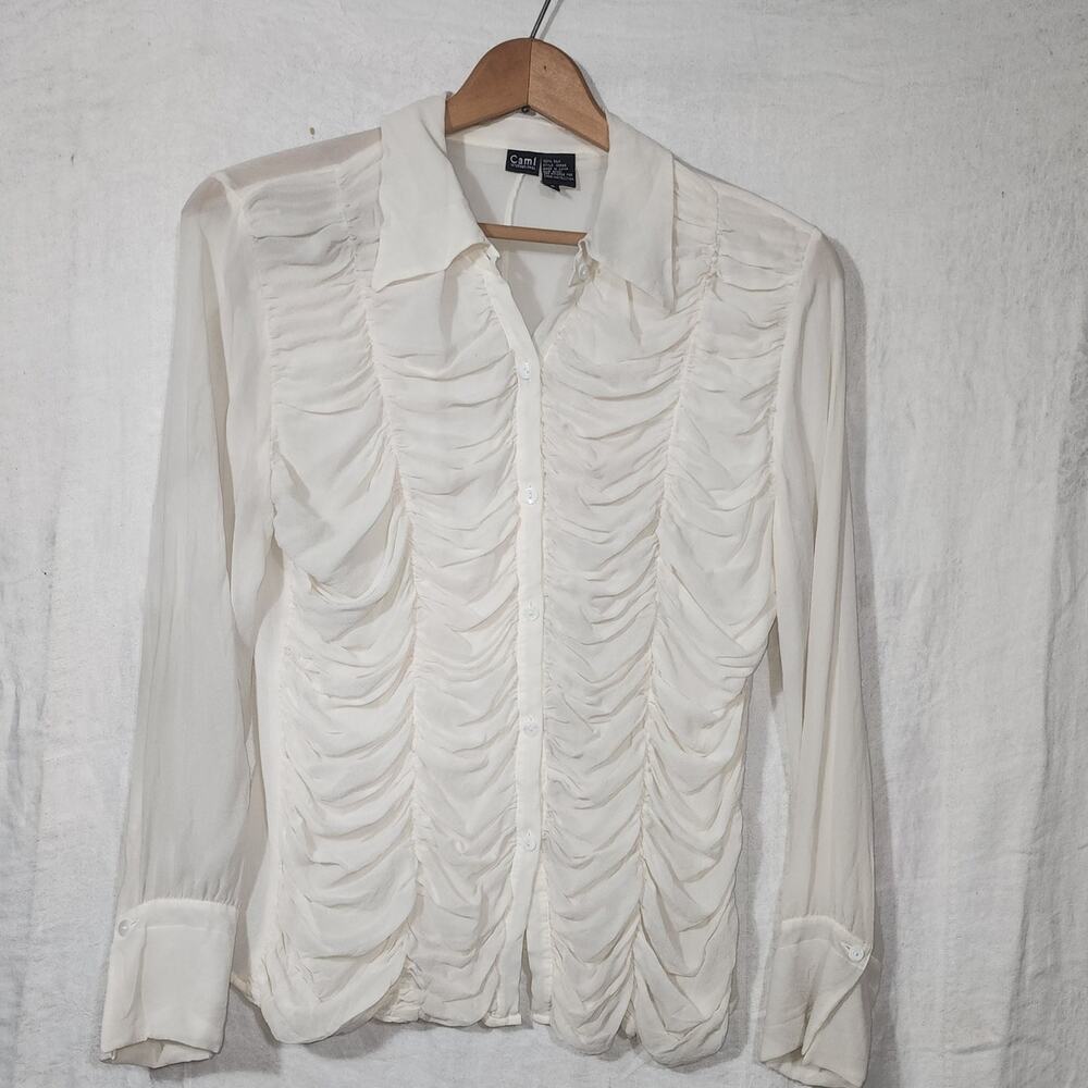 CAMI INTERNATIONAL SZ sz 18 100% Silk Ruffled Casual Button Down Blouse
